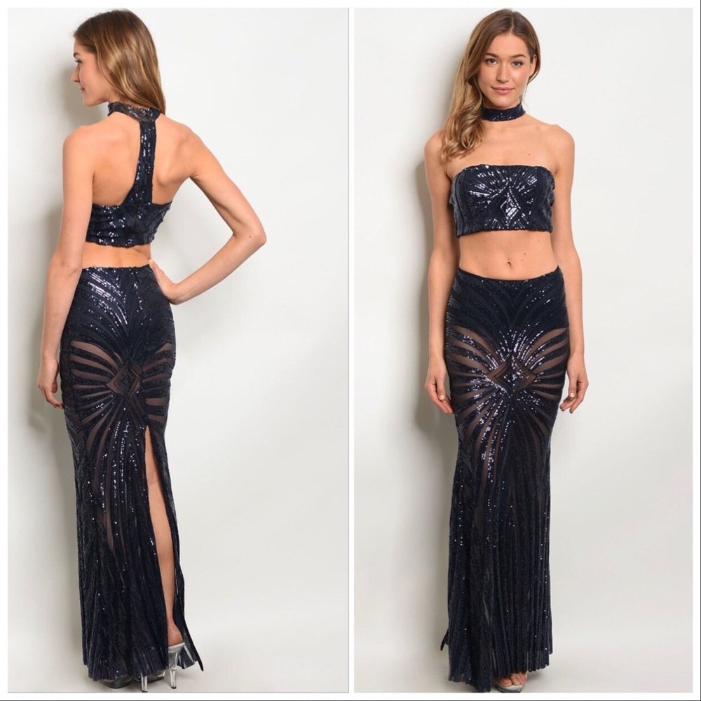 ♥️ Choker neck too & maxi skirt set, USA made ♥️